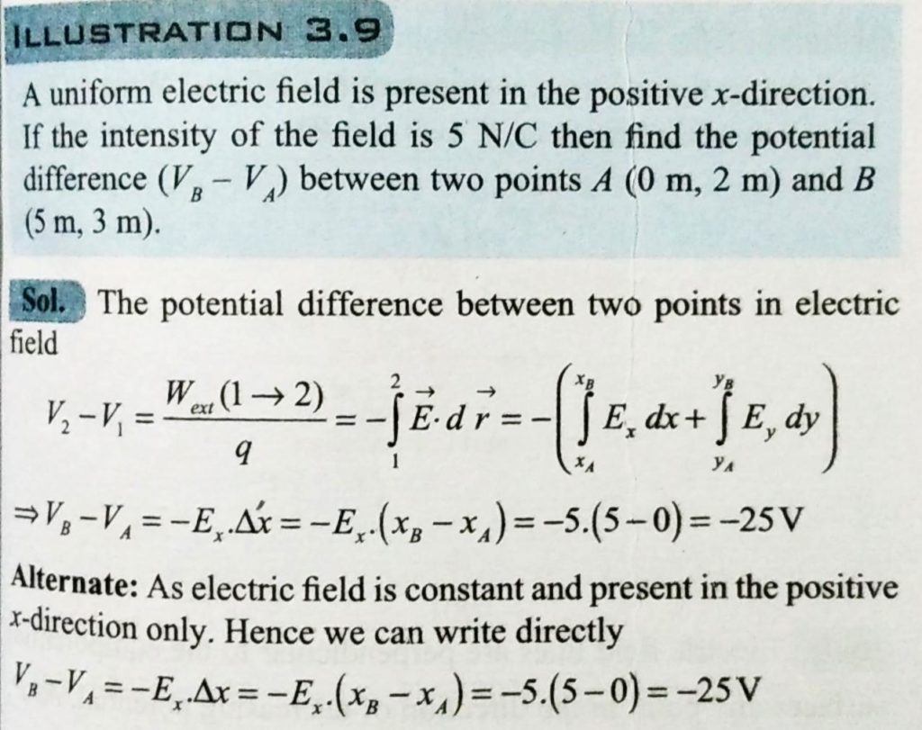 A Uniform Electric Field Is Present In The Positive X Direction If The Intensity Of The Field Is 5nc 1 Then Find The Potential Difference Vb Va Between Two Points A 0 M