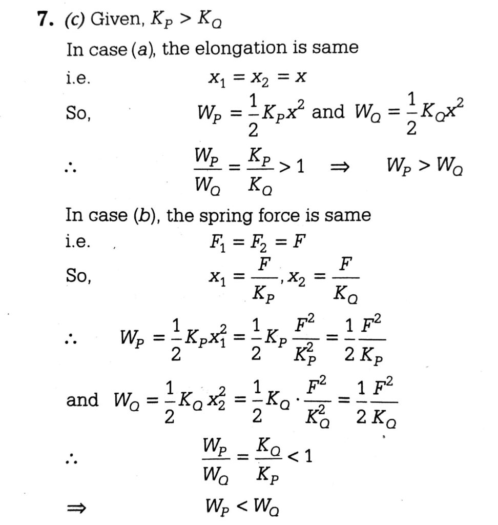 Two Similar Spring P And Q Have Spring Constants Kp And Kq Such That Kp Kq They Are Stretched First By The Same Amount Case A Then By The Same Force