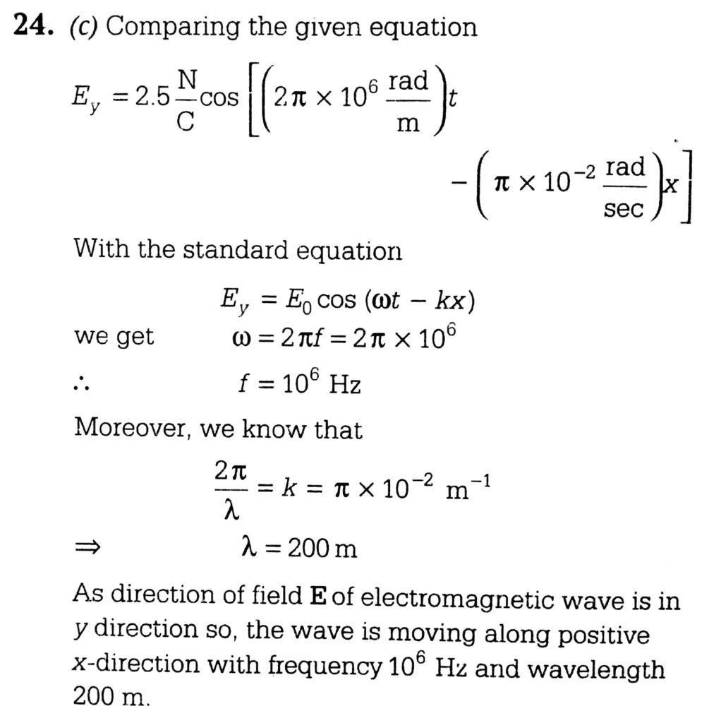 The Electric Field Part Of An Electromagnetic Wave In An Medium Is Represented By Ex 0 Ey 2 5 N C Cos 2p 10 6 Rad M T P 10