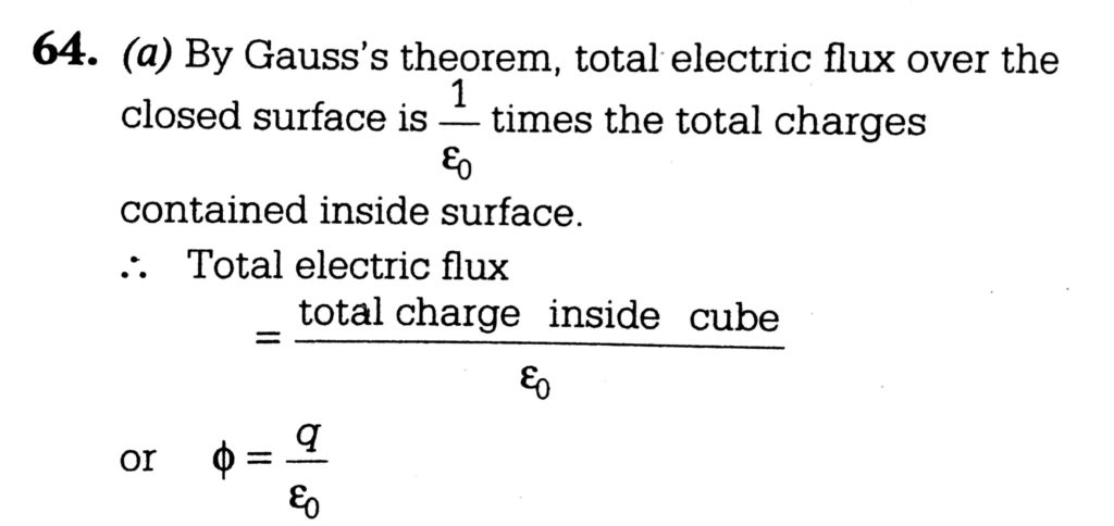 A Charge Q Is Placed At The Mid Point Of A Cube Of Side L The Electric Flux Emerging From Cube Is Sahay Lms