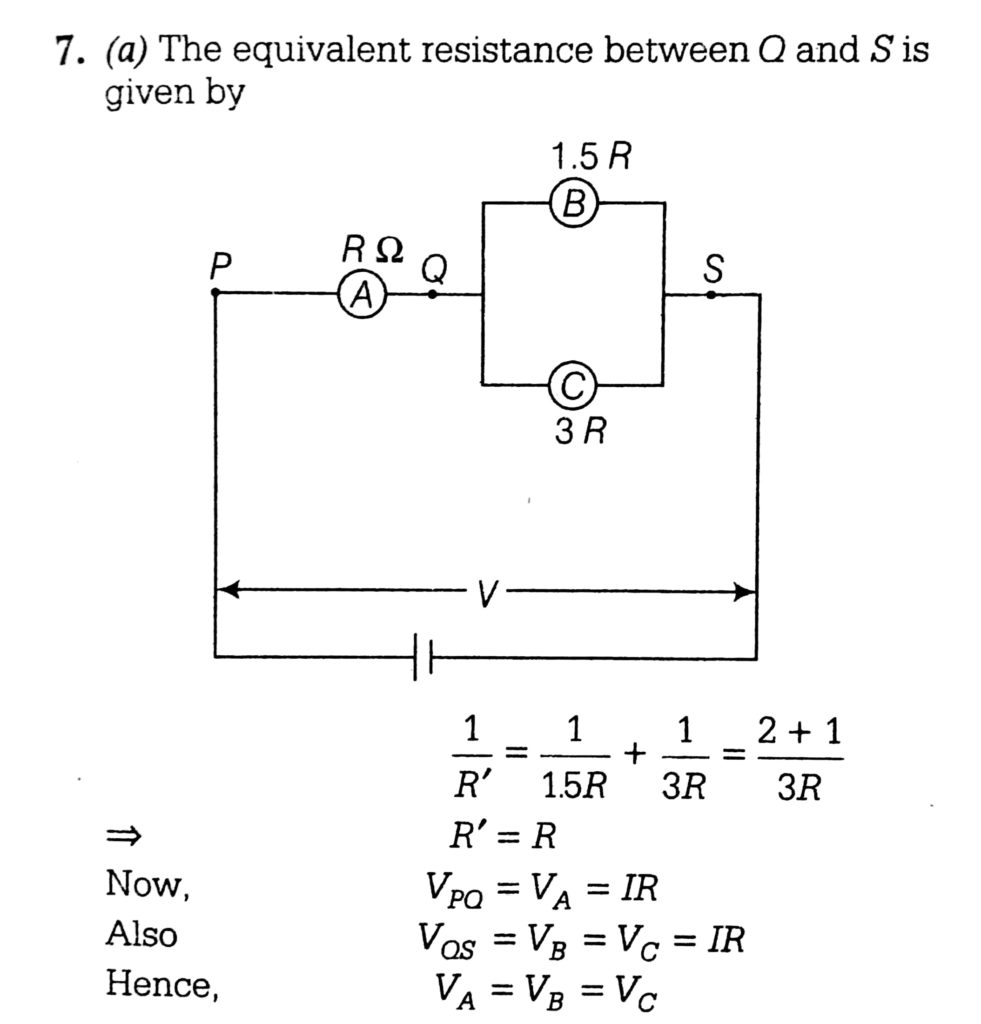 A B And C Are Voltmeters Of Resistance R 1 5 R And 3r Respectively As Shown In The Figure When Some Potential Difference Is Applied Between X And Y The Voltmeter Reading