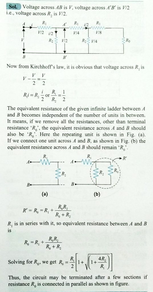 Consider An Infinite Ladder Work Shown In The Figure A Voltage V Is Applied Between The Points A And B This Applied Value Of Voltage Is Halved After Each Section Find The