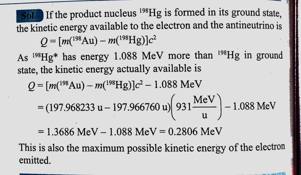 Consider The B Decay 198 Au 198 Hg B V Where 198 Hg Is A Mercury Nucleus In An Excited State Of Energy 1 0 Mev Above The Ground State