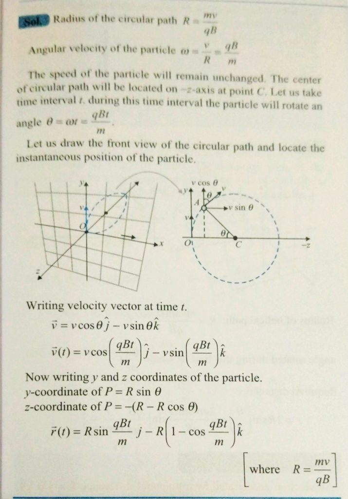 A Charge Particle Of Mass M And Charge Q Is Projected Velocity V Along Y Axis At T 0 Find The Velocity Vector And Position Vector Of The V T And R T In