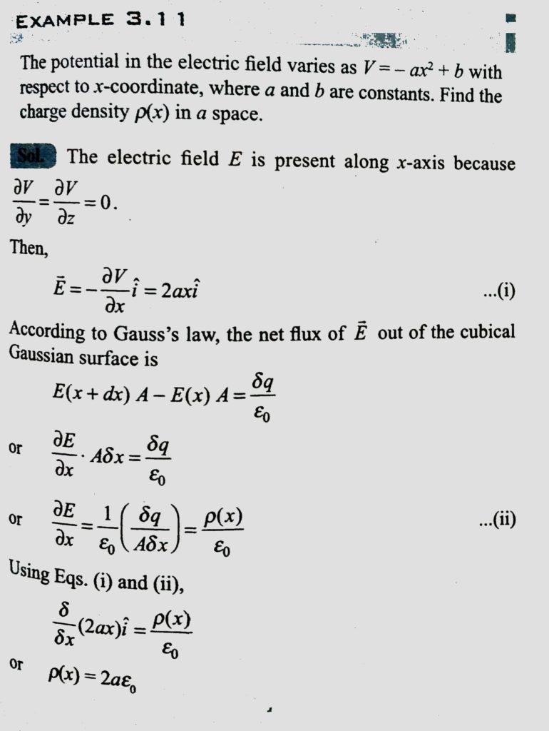 The Potential In The Electric Field Varies As V Ax 2 B With Respect To X Coordinate Where A And B Are Constants Find The Charge Density P X In A Space