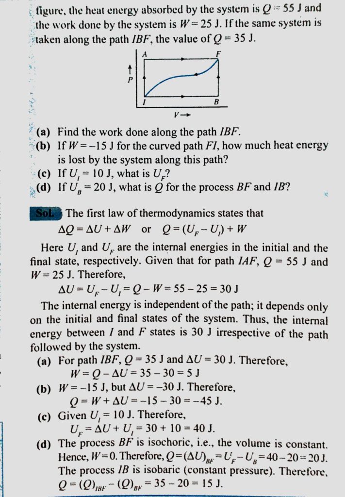 When A Thermodynamic System Is Taken From An Initial State I To A Final Stage F Along The Path Iaf As Shown In The Given Figure The Heat Energy Absorbed By The