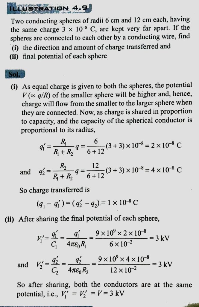 Two Conducting Spheres Of Radii 6 Cm And 12 Cm Each Having The Same Charge 3 10 8 C Are Kept Very Far Apart If The Spheres Are Connected To Each Other By A