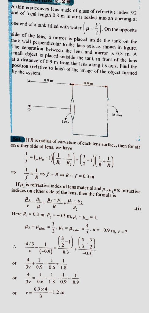A Thin Equiconvex Lens Made Of Glass Of Refractive Index 3 2 And A Focal Length 0 3 M In Air Is Sealed Into An Opening At One End Of A Tank Filled With
