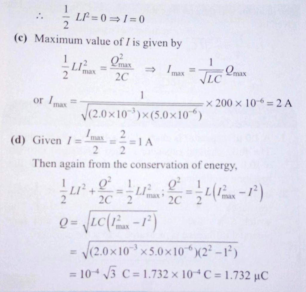 An Inductor Of Inductance 2 0mh Is Connected Across A Charged Capacitor Of Capacitance 5 0mf And The Resulting L C Circuit Is Set Oscillating At Its Natural Frequency Let Q Denote The Instantaneous Change