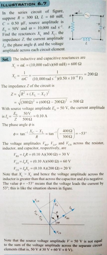 In The Series Curcuit Of Fig Suppose R 300 W L 60 Mh C 0 50 M F Source Amplitude Is E0 50vandw rads 1 Find The Reactances Xlandxc The Impedance Z The Current Amplitude I0 The Phase