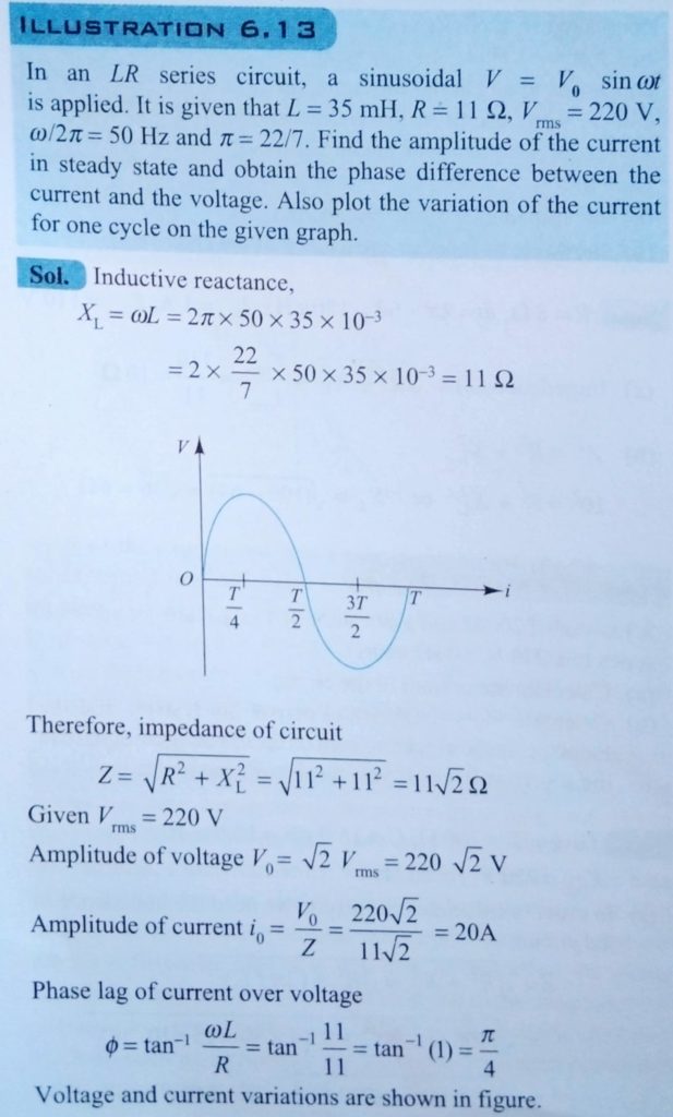 In An Lr Series Circuit Sinusoidal Voltage V V0 Sin Wt Is Applied It Is Given That L 35 Mh R 11 W V Rms 2 V 2p W