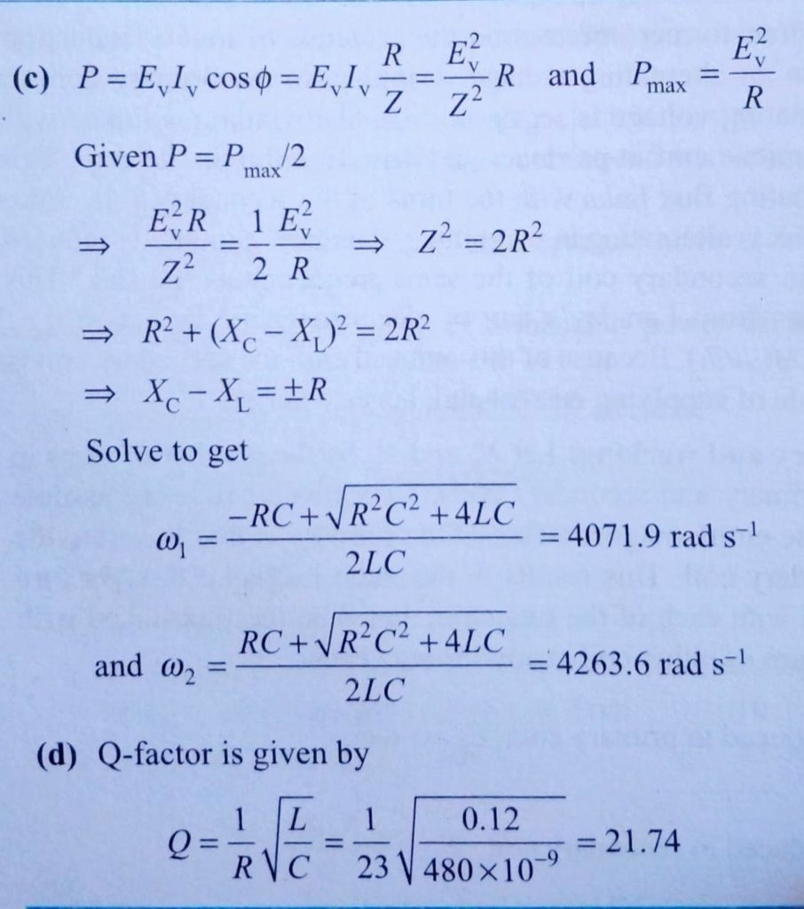 A Series Lcr Circuit With L 0 12 H C 480 Nf And R 23 Omega Is Connected To A 230 V Variable Frequency Supply A What Is The Source Frequency For Which Current