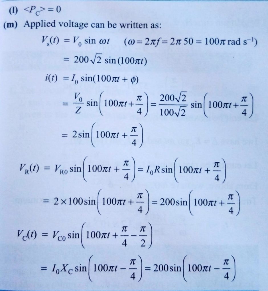 In An Rc Series Circuit In Fig The Rms Voltage Of Source Is 0 V And Its Frequency Is 50 Hz If R 100 W And C 100 Po M F Find A Independence Of The