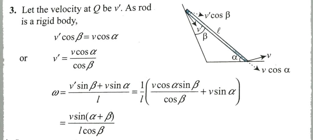 A Rod Of Length L Has A Velocity V At P Find The Velocity At Q And The Angular Velocity Of The Rod Sahay Lms