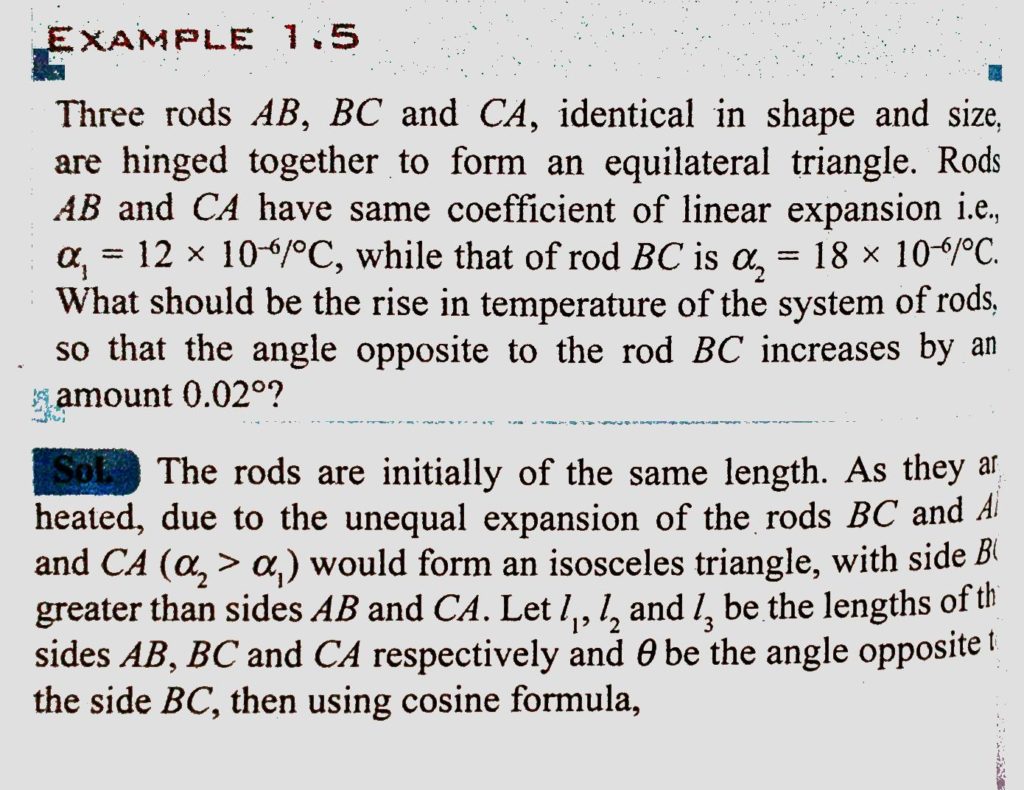 Three Rods Ab And Ca Identical In Shape And Size Are Hinged Together To Form An Equilateral Triangle Rods Ab And Ca Have Same Coefficient Of Linear Expansion I E Alpha 1