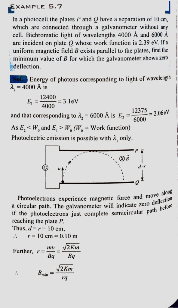 In A Photocell The Plates P And Q Havd A Separation Of 10 Cm Which Are Connected Through A Galvanometer Without Any Cell Bichromatic Light Of Wavelengths 4000 A And 6000 A