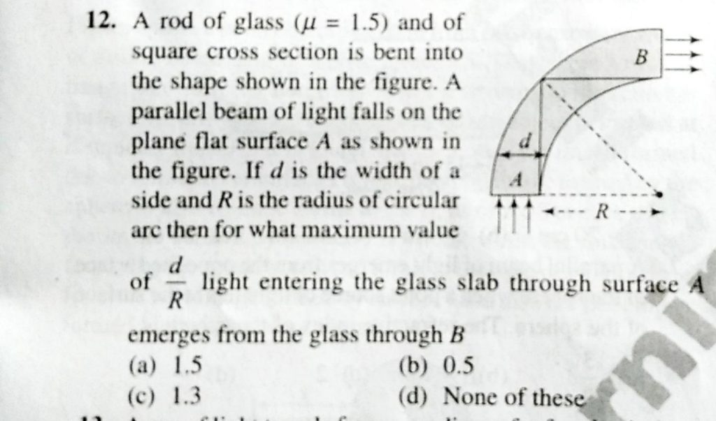 A Rod Of Glass M 1 5 And Of Square Cross Section Is Bent Into The Shape Shown In The Figure A Parallel Beam Of Light Falls On The Plane Flat Surface A As