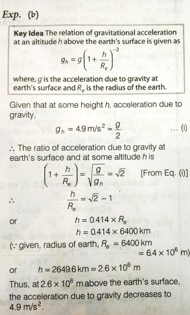 The Value Of Acceleration Due To Gravity At Earth S Surface Is 9 8ms 2 The Altitude Above Its Surface At Which The Acceleration Due To Gravity Decreases To 4 9ms 2 Is Close