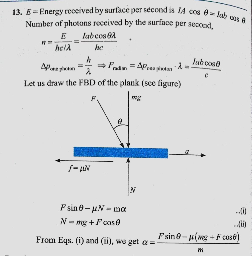A Plank Of Mass M Is Lying On A Rough Surface Having Coefficient Of Friction As Mu In Situation As Shown In Figure Find The Acceleration Of The Plank Assuming That It