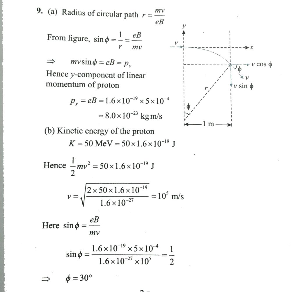 Protons Having A Kinetic Energy Of 50 Mev Are Moving In The Positive X Direction And Enter A Magnetic Field B 0 5 Mt K Directed Out Of The Plane Of