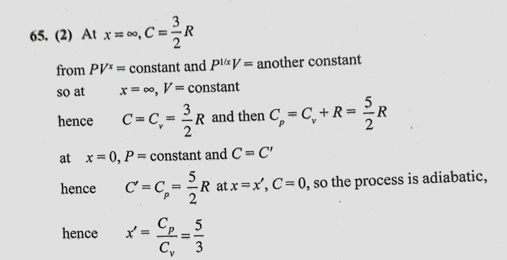 One Mole Of An Ideal Gas Is Taken Along The Process In Which Pv X Constant The Graph Shown Represents The Variation Of Molar Heat Capacity Of Such A Gas With Respect