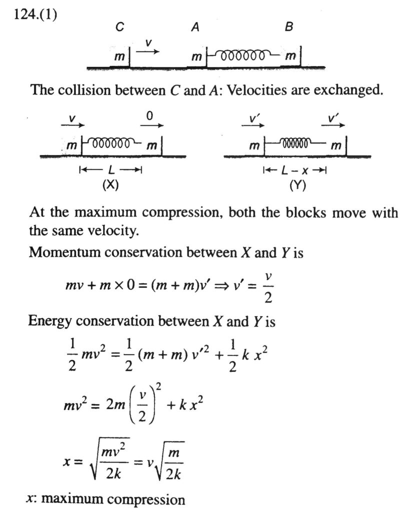 Two Identical Blocks A And B Each Of Mass M Resting On Smooth Floor Are Connected By A Light Spring Of Natural Length L And Spring Constant K With The Spring