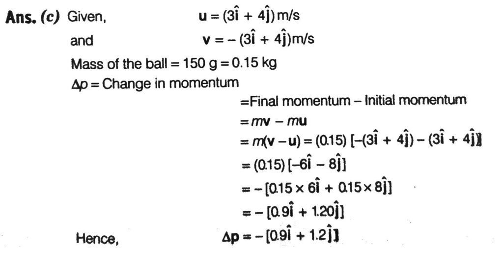 A Cricket Ball Of Mass 150 G Has An Initial Velocity 3iˆ 4jˆ Ms 1 And A Final Velocity V 3iˆ 4jˆ Ms 1 After Being Hit The Change In Momentum Final Momentum Initial Momentum Is In