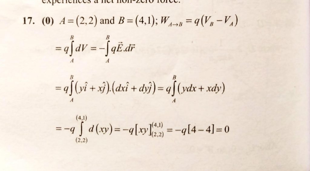 An Electic Field Is Given By E Yi Xj N C Find The Work Done In J In Moving A 1 C Charge From Ra