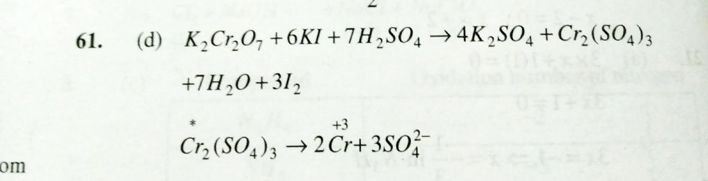 The Oxidation State Of Chromium In The Final Product Formed By The Reaction Between Ki And Acidified Potassium Dichromate Solution Is Sahay Lms