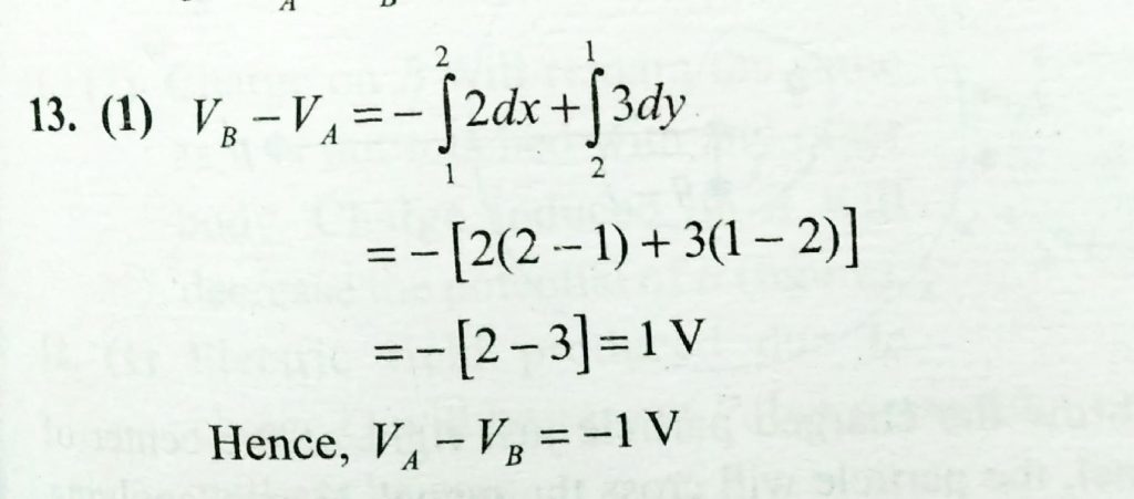 An Electric Field Is Expressed As E 2i 3 J Find The Potential Difference Va Vb Between Two Points A And B Whose Position Vectors Are Given