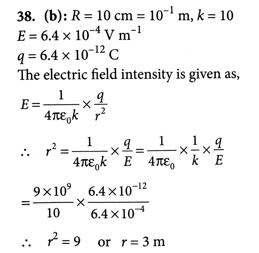 A Positively Charged Sphere Of Radius 10 Cm Is Surrounded By Medium Of Dielectric Constant 10 If The Magnitude Of The Electric Field Intensity Of The Point Outside The Sphere At A