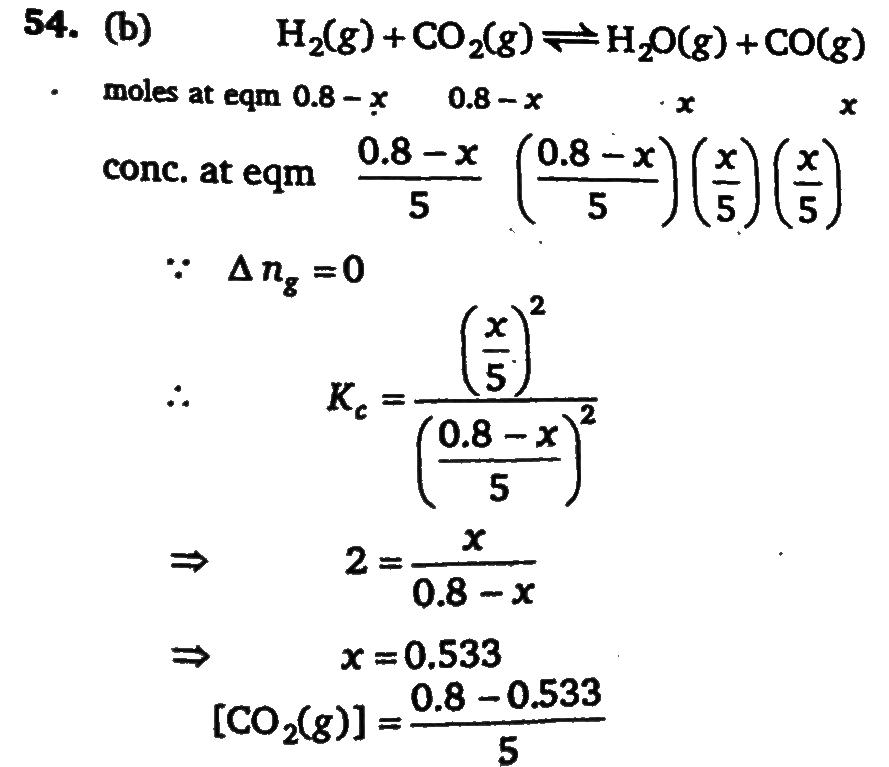 The Equilibrium Constant Kp For The Reaction H2 G Co2 G H2o G Co G Is 4 At 1660 C Initially 0 80 Mole H2 And 0 80 Mole Co2 Are Injected Into A 5l Flask What Is The