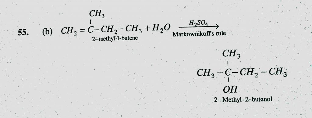 Aqueous Sulphuric Acid Reacts With 2 Methyl 1 Butene To Give Predominantly A Isobutyl Hydrogen Sulphate B 2 Methyl 2 Butanol C 2 Methyl 1 Butanol Sahay Lms