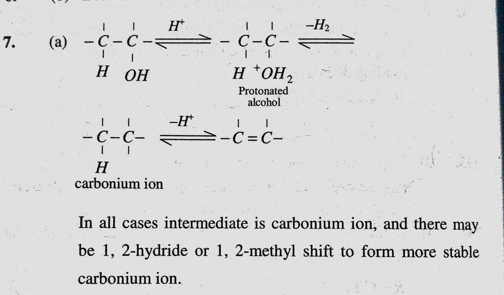 When Alcohol Reacts With Concentrated H2so4 Intermediate Compound Formed Is A Carbonium Ion B Alkoxy Ion C Alkyl Hydrogen Sulphate D None Of These Sahay Lms