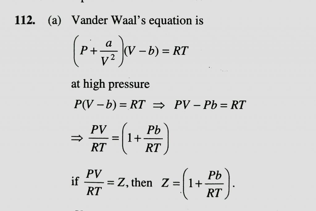 Assertion At High Pressure The Compresssion Factor Z Is 1 Pb Rt Reason At High Pressure Vander Waals Equation Is Modified As P V B Rt Sahay Lms